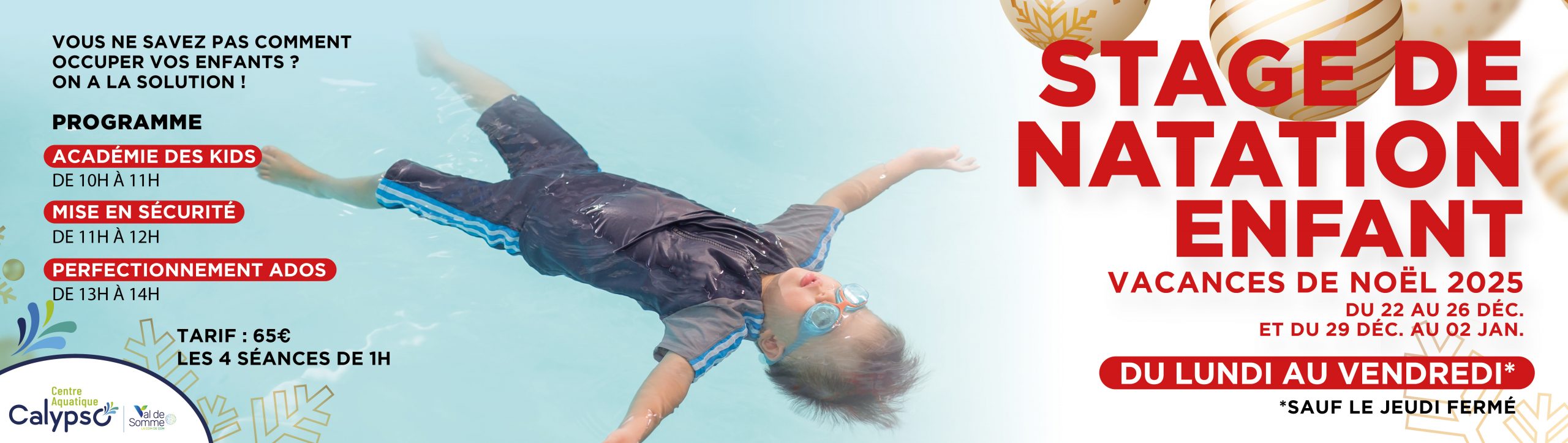 STAGE DE NATATION ENFANT VACANCES DE NOËL